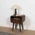 Franklin Dark Mango Wood Bedside Table - One Drawer Only Open Shelf