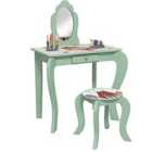 Zonekiz Zonekiz Kids Dressing Table With Mirror Stool Drawer, Green