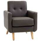 Homcom Retro Armchair Upholstered Fireside Chair W/ Tufted Back, Brown