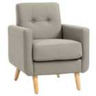 Homcom Retro Armchair Upholstered Fireside Chair W/ Tufted Back, Grey