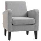 Homcom Linen Modern-curved Armchair Accent Seat W/ Thick Cushion, Light Grey