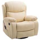 Homcom Pu Leather Recliner Chair With Massage And Heat, Beige