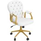 Vinsetto Button Tufted Office Chair, Cream White