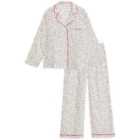 M&S Dotty Satin Revere Pyjamas, Size 8-18, Ivory