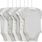 M&S Unisex Pure Cotton Dog & Striped Bodysuits, Newborn-3 Years, Grey Marl
