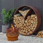 Ivyline Circle Sculptural Log Storage Natural Rust 116x110cm
