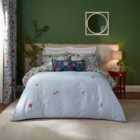 Dorma Modern Romance Vintage Blue 100% Cotton Duvet Cover & Pillowcase Set