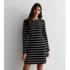 Black Stripe Knit Mini Dress