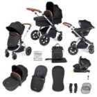Ickle Bubba Stomp Luxe Aio, I-size & Isofix Base - Silver / Midnight / Tan