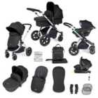 Ickle Bubba Stomp Luxe Aio, I-size & Isofix Base - Silver / Midnight / Black