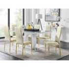 Furniture Box Giovani 6 Grey Dining Table and 6 Cream Velvet Milan Gold Leg Chairs