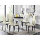Furniture Box Giovani 6 Grey Dining Table and 6 Cream Velvet Milan Black Leg Chairs