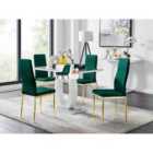 Furniture Box Giovani 4 Grey Dining Table and 4 Green Velvet Milan Gold Leg Chairs