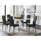 Furniture Box Giovani 6 Grey Dining Table and 6 Black Velvet Milan Black Leg Chairs