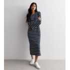 Blue Stripe Knit Midi Dress