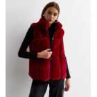 Gini London Red Faux Fur Zip Jacket
