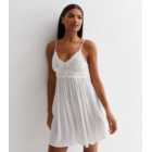 White Crochet Strappy Mini Beach Dress