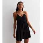 Black Crochet Strappy Mini Beach Dress