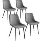 Tectake Velvet Accent Chair Monroe Set Of 4 - Grey