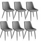 Tectake Velvet Accent Chair Monroe Set Of 6 - Grey