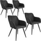 Tectake Accent Chair Marilyn With Armrests Set Of 4 - Black