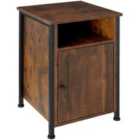 Tectake Bedside Table Blackburn 40X42X60.5Cm With Shelf, Storage Compartment, Cupboard - Brown