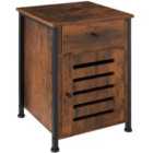 Tectake Bedside Table Waterford 40X42X60.5Cm With Shelf, Drawer, And Cupboard - Brown