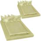 Tectake 2 Shiny Satin Bedding Sets 200X150Cm 6 Pcs, Green,
