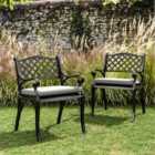 Living and Home Set of 2 Black Cast Aluminum Garden Chairs
