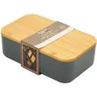 Lunch Box with Bamboo Lid and Cutlery - Grey
