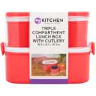 Triple Compartment Lunch Box - Red
