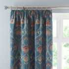 Evelyn Teal Pencil Pleat Curtains