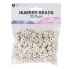 Pack of 50 Art Studio Number Beads with Cord