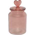 Heart Glass Jar - Pink / Medium