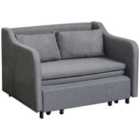 HOMCOM Pull Out Sofa Bed Fabric 2 Seater Sofa Couch For Living Room Grey