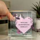 Personalised Pink Heart Glass Tealight Holder