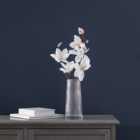 Artificial Magnolia Bouquet in Ribbed Glass Vase