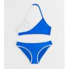 Girls Blue Contrast Halter Bikini Set