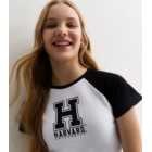 Girls Black Harvard Logo Raglan T-Shirt