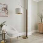 Hazelle Boucle Wooden Floor Lamp