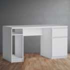 Florence Fribo Single Door Single Drawer Twin Pedestal Desk Alpine White