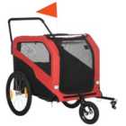 PawHut 2 in 1 Dog Bike Trailer for Large Dogs W/ Hitch - Red
