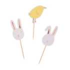 6 Pack Easter Bunny and Chick Cake Toppers