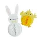 2 Pack Easter Bunny and Chick Honeycomb Decorations
