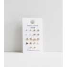 9 Pack Gold Mixed Tiny Stud Earrings