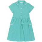 M&S Girls Pure Cotton Gingham School Dress Green, 3-12 Years, Green