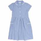 M&S Girls Pure Cotton Gingham School Dress, Mid Blue, 3-12 Years