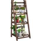 Outsunny 4 Tier Wooden Foldable Flower Pots Holder Stand