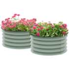 Outsunny Green Raised Garden Bed Metal Planter Box with Safety Edging Set of 2