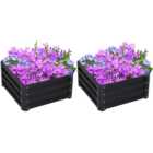 Outsunny Grey Raised Garden Bed Galvanised Planter Box Set of 2